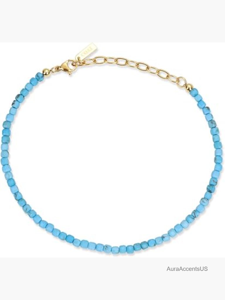 Square Crystal Beaded Anklet, Adjustable Waterproof Anklet For Women